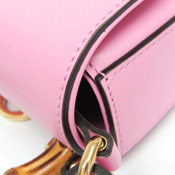 Gucci Bamboo 702106 Women's Leather Backpack,Handbag,Shoulder Bag Pink - Picture 13 of 16